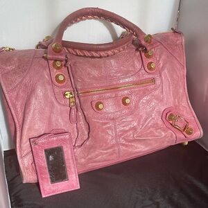 Balenciaga Rose Satchel with Gold Details